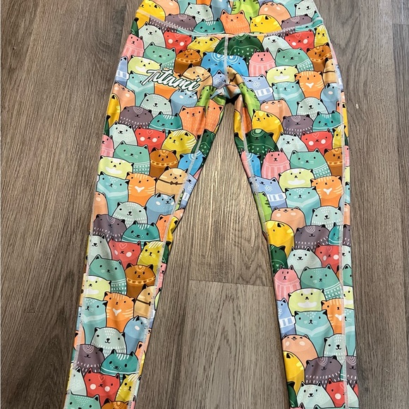 Tatami Funky fight wear leggings Cats colorful active wear Sz M - Picture 2 of 5